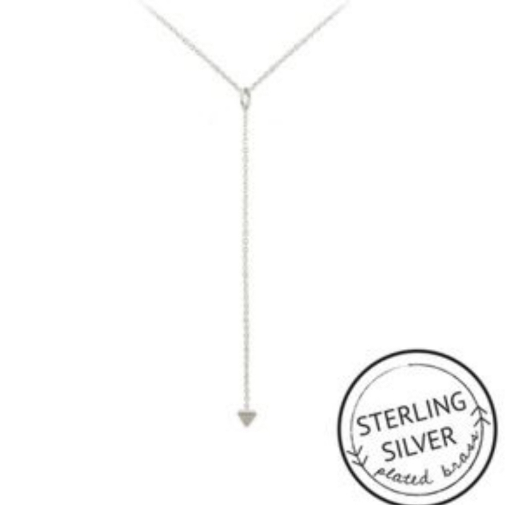 NEW Kitsch sterling silver-plated bras 36" Y-shaped necklace triangle arrow